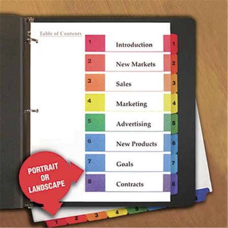 Coolcrafts Table of Contents Dividers- Assorted Color 8-Tab- 1-8- Letter- White- 6-PK CO3334961